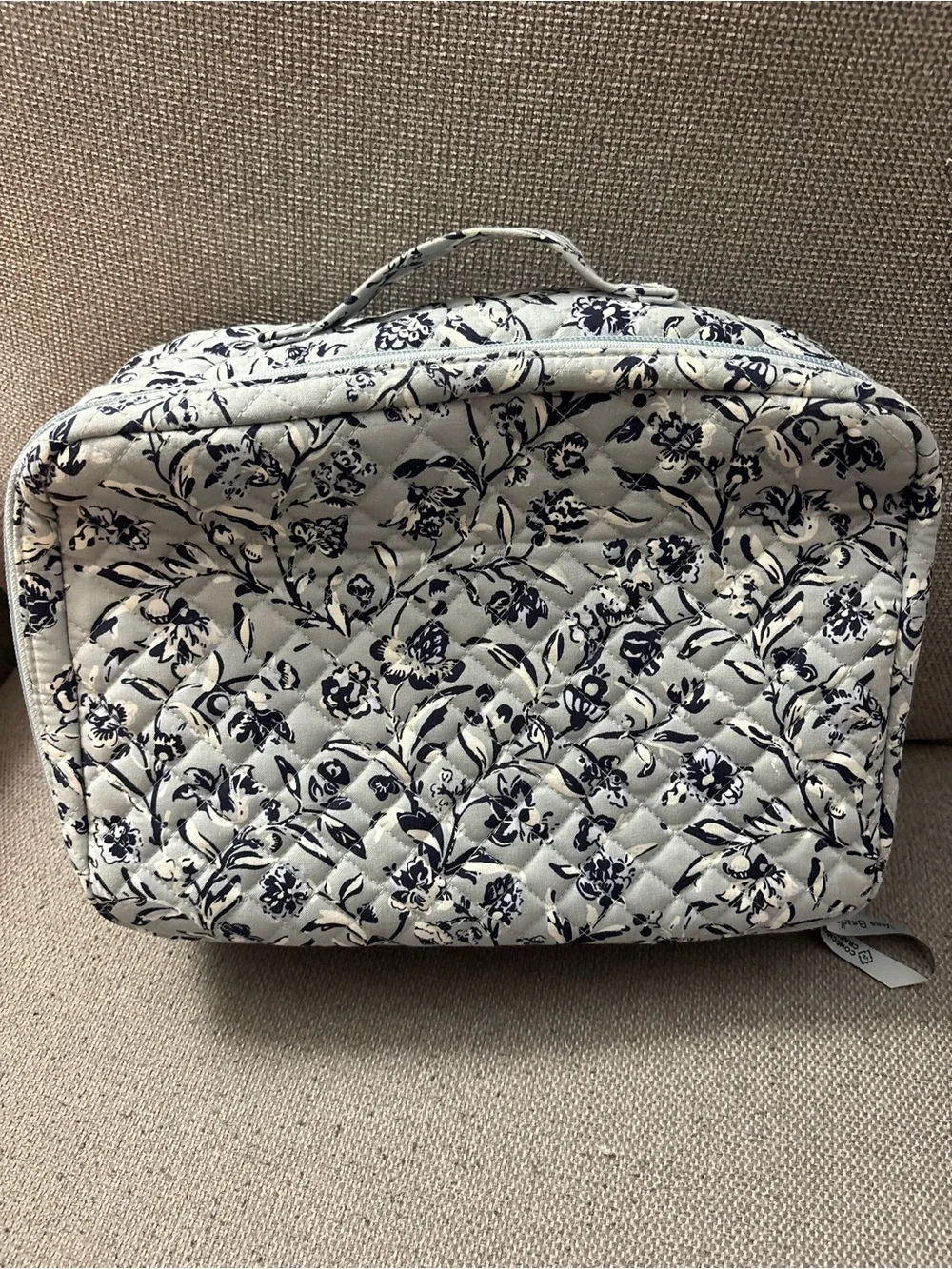 Vera Bradley Quilted Floral Carry-All in Light Blue and Navy
